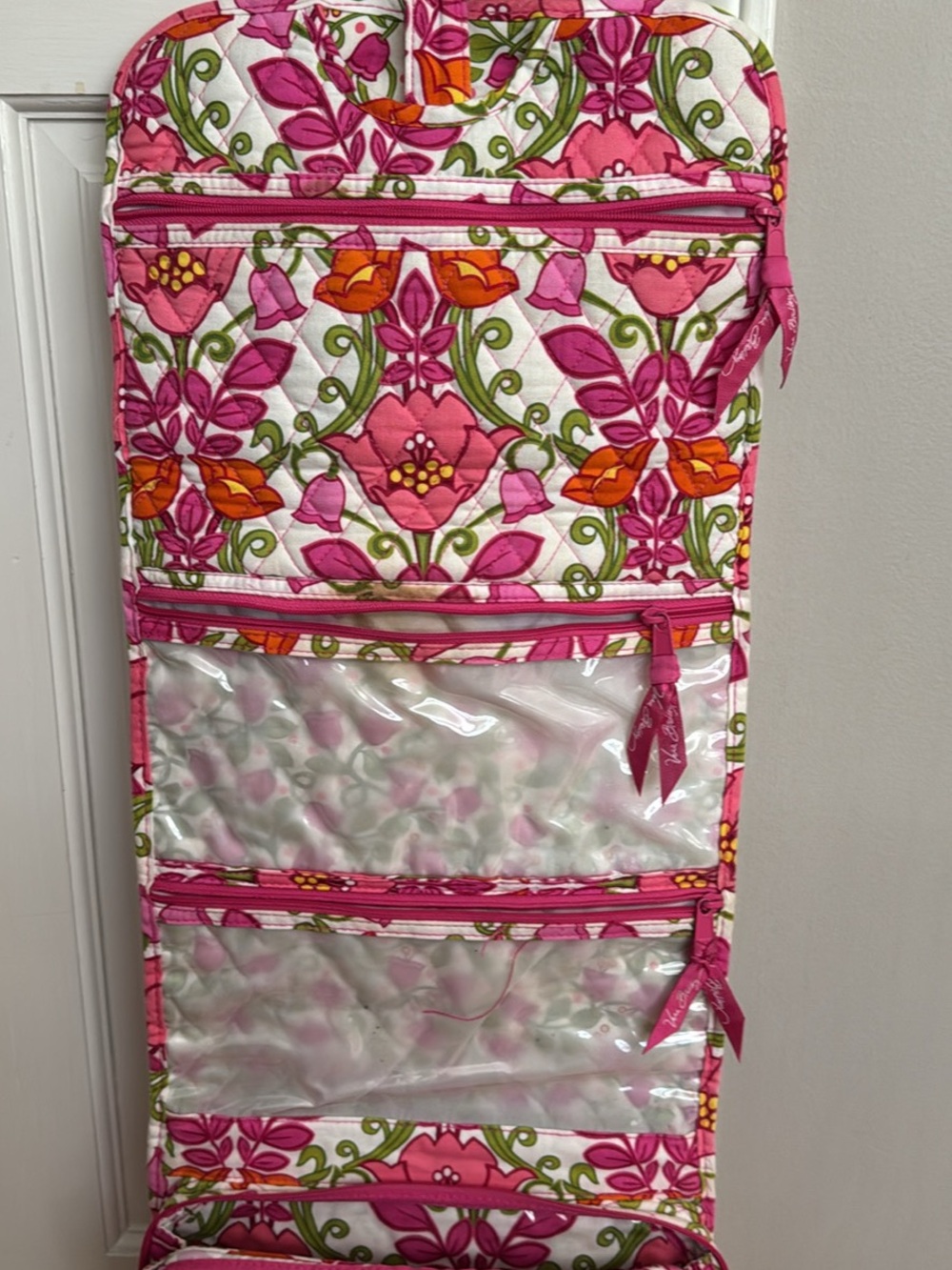 Vintage and retired Vera Bradley, Lilli Bell 28” hanging cosmetic case.